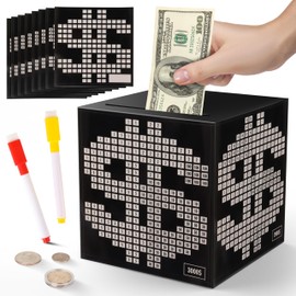 Primo Lines Piggy Bank for Adults,10000 Savings Challenge Box, Money Saving Box 10,000 with Counter for Savings Goal $3000 $5000, Unbreakable Metal Cash Box with Money Target, Kakeibo Money Box 4.75in