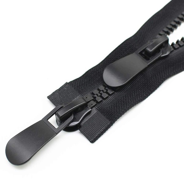 YaHoGa #15 Large Zip for Coat Plastic 2-Way Separable Black