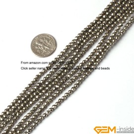GEM-Inside Natural 3mm Silver Gray Pyrite Gemstone Loose Beads Round Faceted Energy Stone Power Beads for Jewelry Making 15"