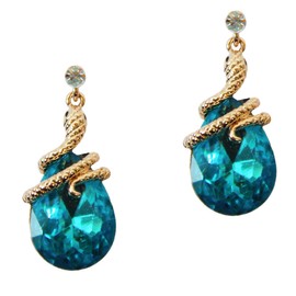 Navachi 18K Gold Plated Crystal Cubic Zirconia Snake Dangle Stone Cubic Zirconia Stud Earrings, Stone, Cubic Zirconia