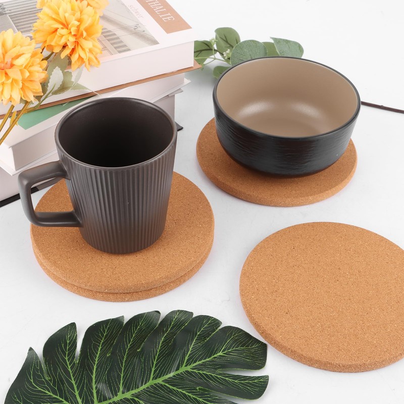LDXDRU Pack of 8 cork trivets, 16 cm, cork coasters,