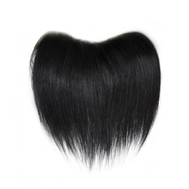 Maweilar Frontal Hairpiece for Men, Hair Extension Hairline Loss Straight Tape in Human Hair Toppers Replacement Toupee (Natural Black, 1.57"x7", 6")