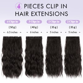 Sofeiyan Clip in Extensions, 4PCS 40 cm Haarverlängerung für Damen, Lockige Dicke Synthetische Haarextensions zum Einklippen Natürliches Weiches Clip in Haarteil – Dunkelbraun