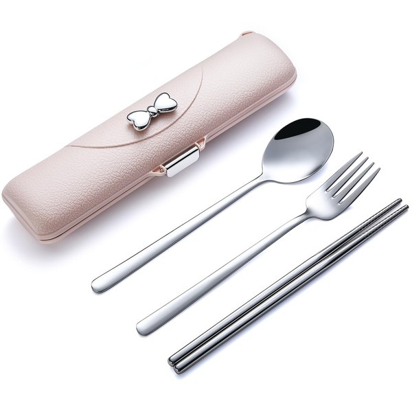 DEVICO Travel Silverware Set with Case, Portable Lunch Utensils Set