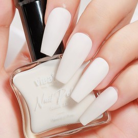 vieafenti White Matte Nail Polish Quick Dry 15 ml, True Opaque Finish, Air Dry DIY Nail Art for Daily Commute, Dating, Parties and Weddings
