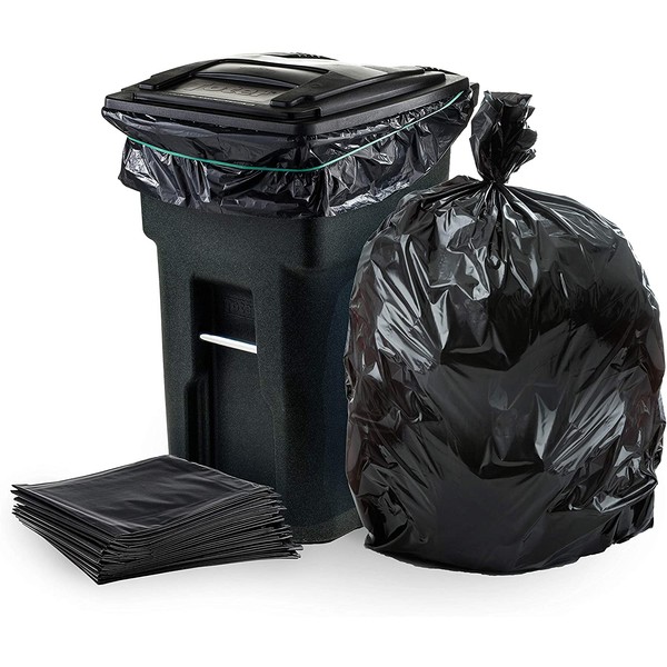 Plasticplace 64-65 Gallon Trash Can Liners for Toter │ 3.0 Mil │ Black Heavy Duty Garbage Bags │ 50” x 60” (25 Count)