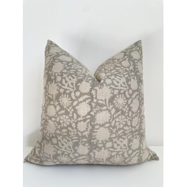 CANYON THEORY STUDIO Hand Block Print Pure Linen Throw Pillow Cover: Handmade Vintage Cushion Cover (Faye) (20x20)