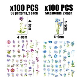 EPCDBBRT 200 Flower Stickers, Retro Stickers, Scrapbook Stickers, Diy Decorative Stickers, Can Be Used To Decorate Notebooks, Computers, Postcards, Cups, Gifts, Etc.