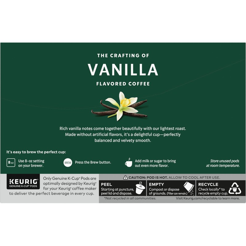 Starbucks Flavored Coffee K-Cup Pods, Vanilla Flavored Coffee, Made without