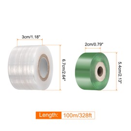 QUARKZMAN 2 Rollen Obstbaum-Veredelungsband 2CM 3CM Breite 100M Länge PE Dehnbares Garten-Veredelungswerkzeug Pflanzen Selbstklebende Floristikfolie für Blumenbaum, Grün Weiß