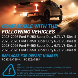 PC3Z6A785A Air Oil Separator Assembly Compatible with 2023-2024 Ford F-250 F-350 F-450 F-550 Super Duty 6.7L PowerStroke Diesel Crankcase Filter PCV CCV Oil Separator, Replaces PC3Z-6A785-A