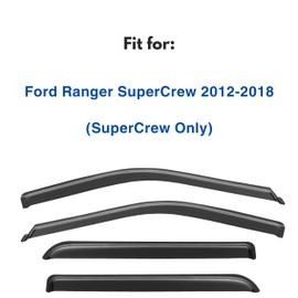 IG Window Visor for Ford Ranger SuperCrew 2019-2024, Rain Guard Tape-On Extra Durable Sun Wind Side Vent Window Deflector, 2019 2020 2021 2022 2023 2024 (SuperCrew Only)