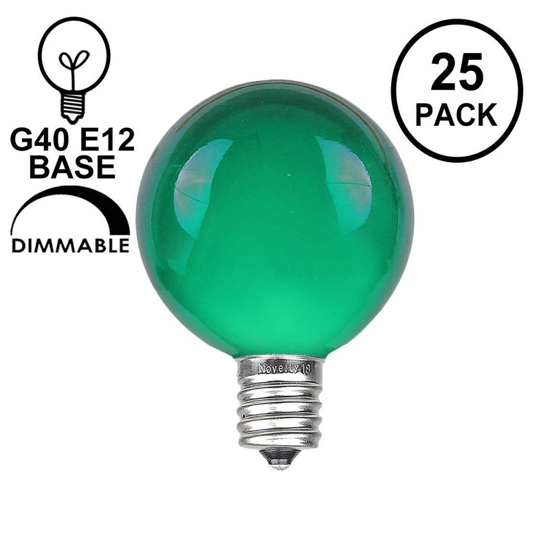Novelty Lights 25 Pack G40 Outdoor Globe Replacement Bulbs, Green,