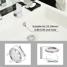 6 Pack Sink Overflow Ring Bathroom Sink Overflow Trim Ring Stainless Steel Mesh Round Hole Cover for Bathroom Kitchen Sink Basin Trim Overflow Cover
