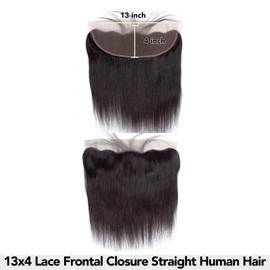 Straight Lace Closure 13x4 Hd Lace Frontal Closure Transparent Lace Frontal Closure 16 Inch Brazilian Straight Human Hair Natural Black Hair Color