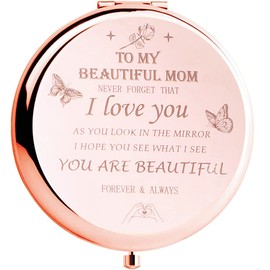 HYOUCHANG - Regalo de Hija para Madre, Hijo o Madre, Regalo de cumpleaños Interesante para el día de la Madre, Espejo de Maquillaje Compacto (Oro Rosa)