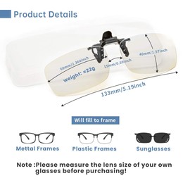 Reading Glasses Clip On and Flip Up Blue Light Blocking Magnifying Glasses Magnifiers Lenses Readers for Unisex (Transparent, 3.5)