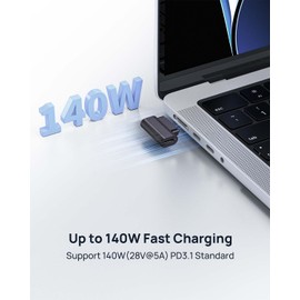 Lanhiem 140W PD Quick Charge USB C to Magnetic 3 Adapter, Compatible with Magsafe 3 with LED Indicator Light for MacBook Pro 2024/2023/2021 (M1/M2/M3/M4), MacBook Air 2022/2024(M3/M2), Gray