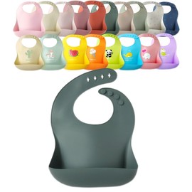 YMCF Products Waterproof Silicone Baby Bib Light Weight Comfortable Easy Wipe Clean (Ocean Wave, Large)