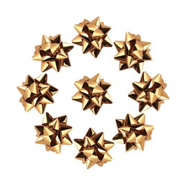 ccHuDE 24 Pcs 5cm Holographic Gift Bows Small Metallic Christmas Bows Mini Star Gift Bows Gift Wrapping Bows Self Adhesive Gift Bows Golden