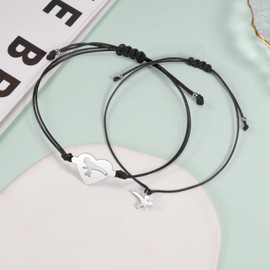 GBTBYS First Day of School Gifts 2 Pcs Dinosaur Heart Bracelet Mommy and Me Back to School Matching Wish Bracelets Set for Mother Daughter Son Women Teen Girls Boys Jewelry Gift