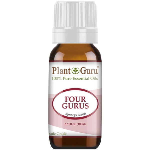 Four Gurus Essential Oil Blend 10 ml 100% Pure Natural Therapeutic Grade Blended with Clove, Cinnamon, Lemon, Rosemary Eucalyptus for Aromatherapy Diffuser and Immune Support