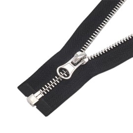 YaHoGa 2PCS #5 27 Inch Silver Separating Jacket Zipper Y-Teeth Metal Zippers for Jackets Sewing Coats Crafts (27" Silver)