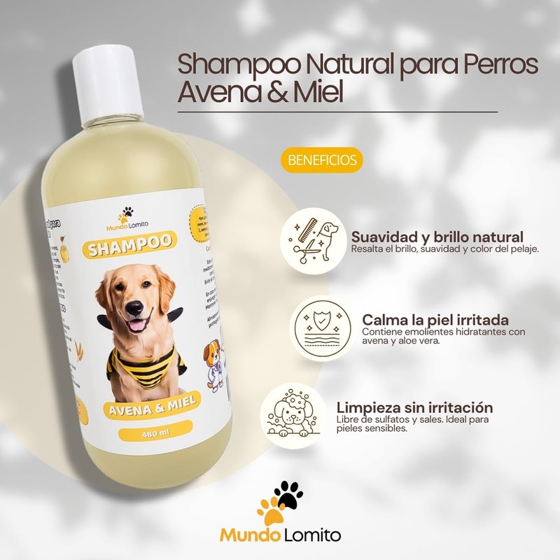 Mundo Lomito Shampoo para Perros Avena y Miel Natural con