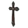 Rustic Western Cowboy Diamond Teardrop Crystals Tooled Leather Wall Cross