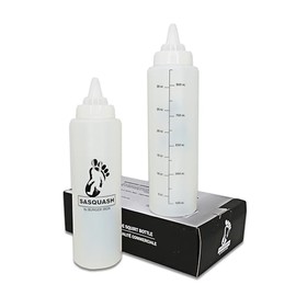 The Sasquash Squirt Bottle - Professional Grade 33 oz Large Smash Burger Griddle Squeeze Bottle - One Handed Screw Cap for Sauces, Oil, Condiments, Water - Set of 2