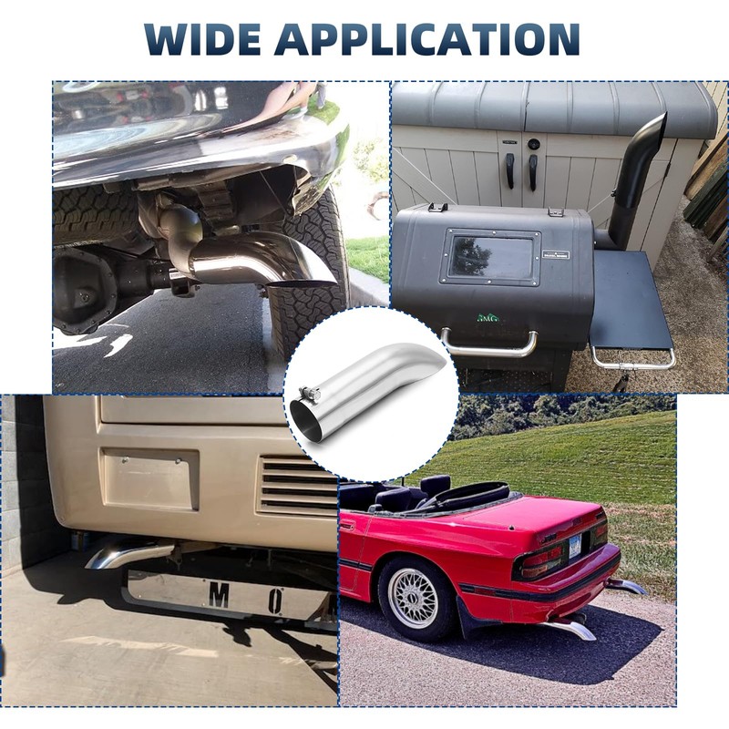 A-KARCK Turn Down Exhaust Tip 4" Inlet, Polished Tailpipe Tip