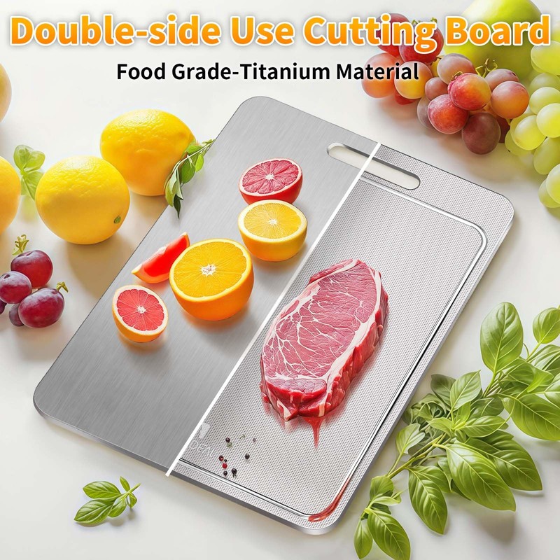ZYBIDEAL 3Pcs 100% Pure Titanium Cutting Board with Groove, Scratch