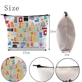 POFULL Cleaner Gift Cleaning Lover Makeup Bag Cleaning Service Gift Housekeeper Gift Beautiful Day to Cleaning Cosmetic Bag (DAY FOR CLEANING)