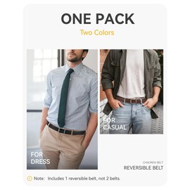 CHAOREN Mens Belts Leather 1 Pack - 1.25" Reversible Belts for Men for Dress Pants - One Belt, Two Colors