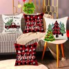 Christmas Pillow Covers 18x18 Inch Set of 4, Red Merry