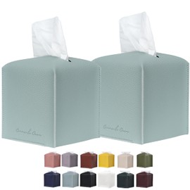 Connsole Casa Premium PU Leather Tissue Box Holder - Elegant Hotel-Style Teal Tissue Box Cover for Enhanced Décor of Home, Office & Car Tissues Cube Organizer for a Natural & Classic Look (Teal 2pc)