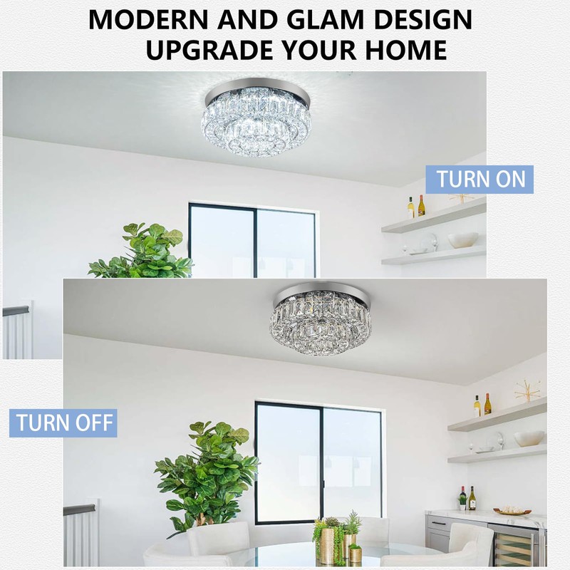 HongnuoFc 12 Inch Crystal Chandelier LED Ceiling Light 2 Tier