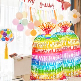Sofier 1pcs Large Birthday Gift Bags 36''x56'' Jumbo Happy Birthday Gift Wrap Extra Large Plastic Gift Bags for Big Giant Presents Kids Party