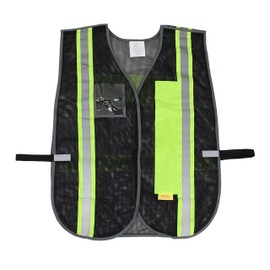 RK-8005 Safety Vest Black, with Reflective Stripes with Clear Plastic ID Pocket