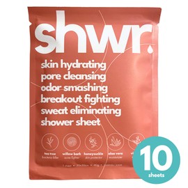 Shower Sheet Body Wipes, Individually Wrapped, Extra Large 12"x12", Pack of 10, for Gym Bag or Day Pack