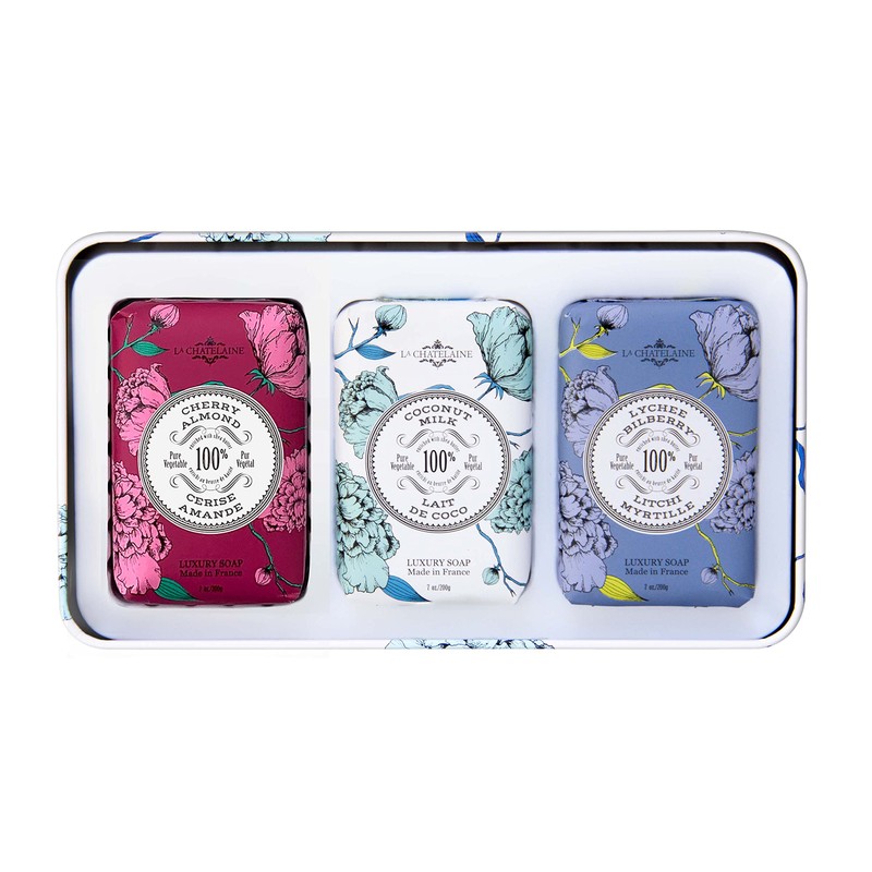 La Chatelaine Luxury Bar Soap Trio Gift Set Tin –