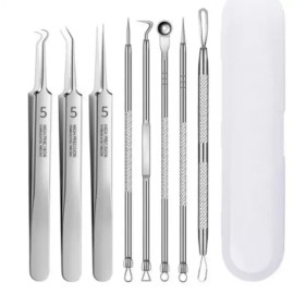 블랙헤드 피부 8종세트 압출 도구 뷰티도구 관리 케어 청결 세트 Blackhead Skin Care 8-Piece Set Pore Extractor Beauty Tool Kit [8-piece set]