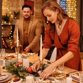 Set of 8 10 Inch White Taper Candles, Dripless Unscented Skinny Candlesticks for Home Party Dinner Table Decoration