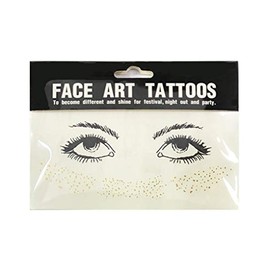 AKOAK 1 Pack Disposable Face Tattoo Waterproof Sticker Gold Personality Freckle Lady Face Art Makeup Tool Accessories