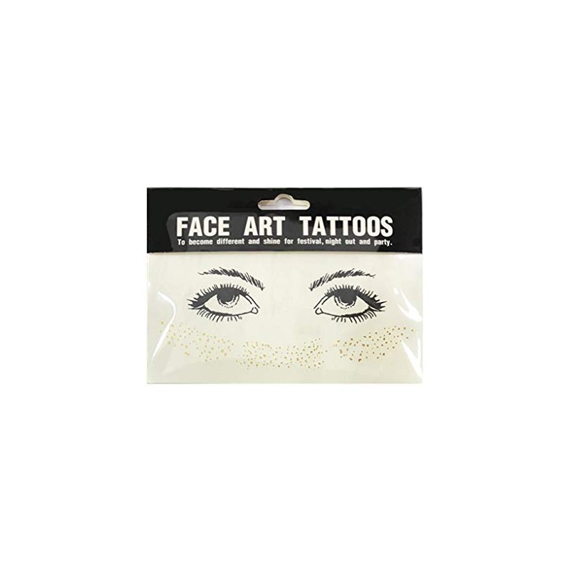 AKOAK 1 Pack Disposable Face Tattoo Waterproof Sticker Gold Personality