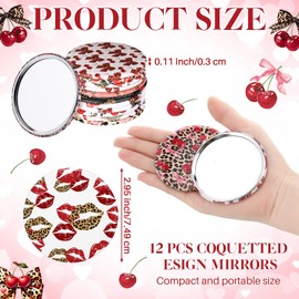 RattanView 12 Pcs Cheetah Print Party Favors Mini Compact Mirror Bulk Leopard Print and Cherry Bow Party Favors Y2k Little Pocket Mirrors for Women Birthday Baby Shower Wedding Bachelorette Gifts