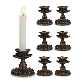 Inweder Vintage Candle Holder for Candlestick：6Pcs Resin Vintage Candlestick Holders for Table Antique Candle Holder for Mantel Black Candle Holder for Home Decor Retro Candle Holder Vintage Decor