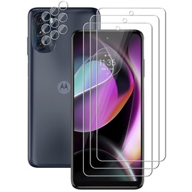 UZWZW (3+3 For Motorola Moto G 5G 2022 (3 Pack) Tempered Glass Screen Protector with Camera Lens Protector, Anti Scratch, HD Clear