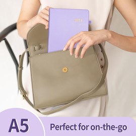 SUNEE 2024 Weekly & Monthly Hardcover Planner 5.5" x 8.3" - 12 Month (January 2024 - December 2024), Small Hardcover Planner, Pocket, Notes, 100 GSM Paper, Monthly Sticker, Purple