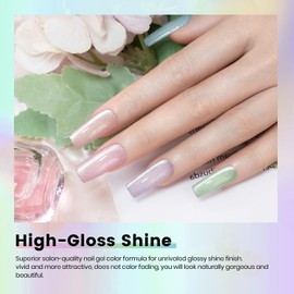RARJSM Sparkle Diamond Cat Eye Gel Nail Polish Set 6 Colors Nude Pink Milky Jelly Purple Green Blue Silver Glitter Cateye Gel Polish with Magnet Stick UV LED Curing Requires Soak Off Home Salon Diy